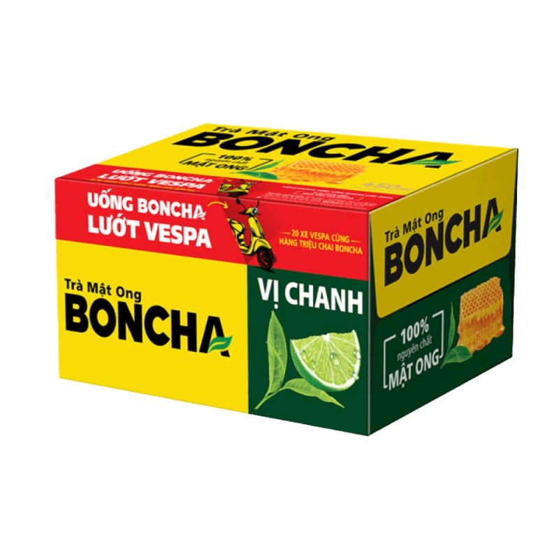 Thùng 24 chai trà mật ong Boncha vị chanh 450ml