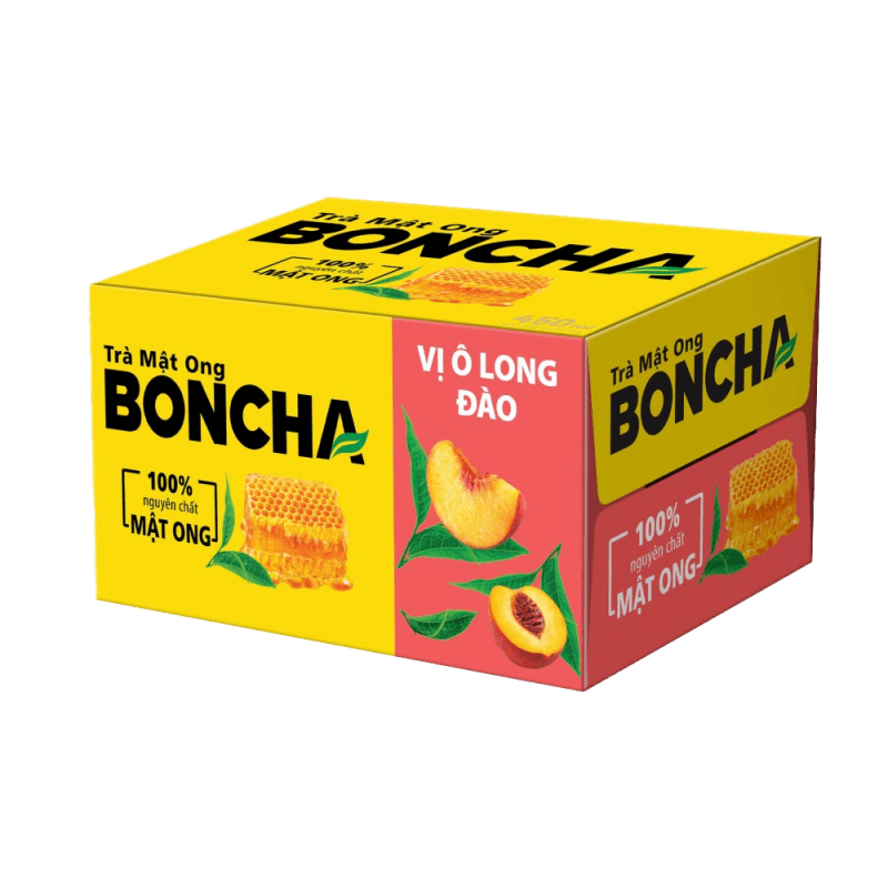 Thùng 24 chai trà mật ong Boncha vị ô long đào chai 450ml