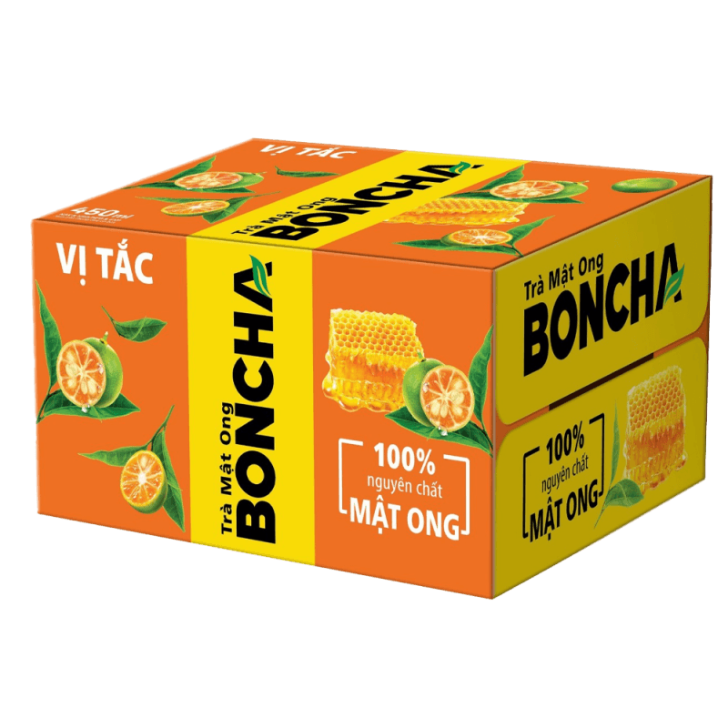 Thùng 24 chai trà mật ong Boncha vị tắc 450ml